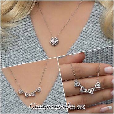 Boyunbağılar: Zərif qadın boyunbağıları kolleksiyası - Qar dənəsi asqılı gümüş — 12