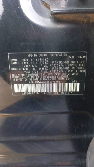 Subaru: Subaru Ascent: 2019 г., 2.4 л, Автомат, Бензин, Кроссовер — 10