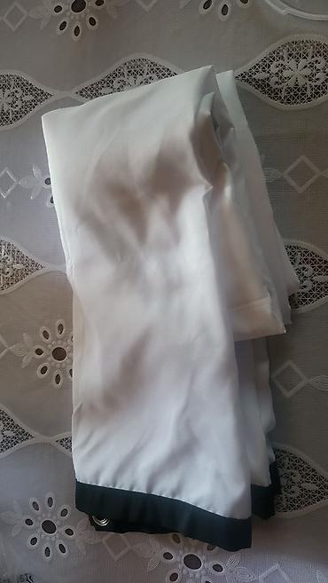 sintepon material: Ağ rəngli pərdə – qara kənar haşiyəli, halqalı model - Material — 2