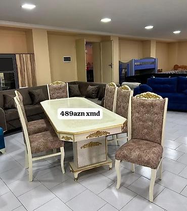 masaj stol: Mətbəx üçün, Yeni, Açılmayan, Dördbucaq masa, 6 stul — 1