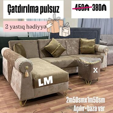 Masa və oturacaq dəstləri: Künc divan, Yeni, Açılan, Bazalı, Parça, Şəhərdaxili pulsuz çatdırılma
