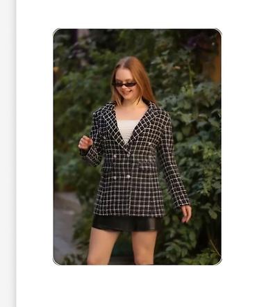 tək pencək: Qadın üçün qara-ağ dama naxışlı blazer - Klassik, ikiqat düyməli — 1