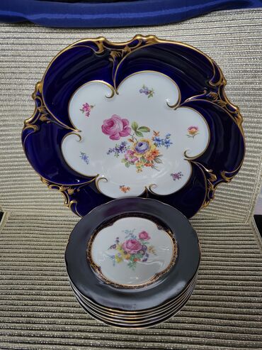 Kuhinjski setovi: Servis za torte,kolace 1945g+ Jlmenau pravi kobalt. Servis za — 8