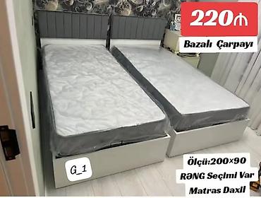 Bazalı çarpayı – Matrass daxil - Ölçü: 200×90 sm - Rəng seçimi var -