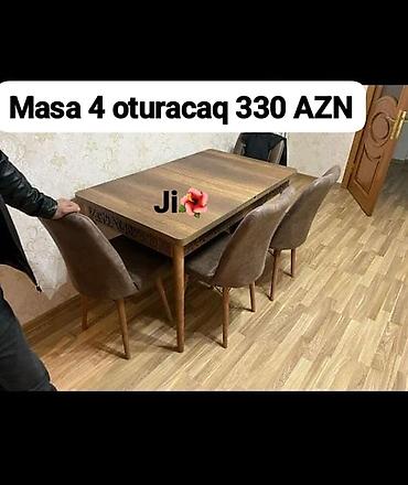 sumqayit stol stul: Mətbəx üçün, Yeni, Açılmayan, Dördbucaq masa, 4 stul — 1