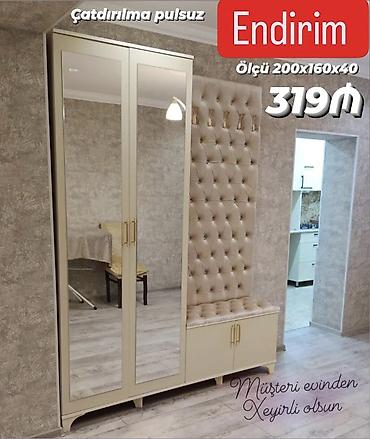 Dəhliz üçün güzgülü dolab və puflu askı paneli dəsti - Ölçü — 1