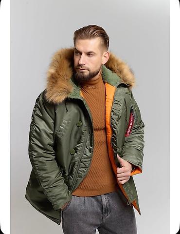 Личные вещи: Мужская парка Alpha Industries с меховым капюшоном. - Цвет: чёрный с — 3
