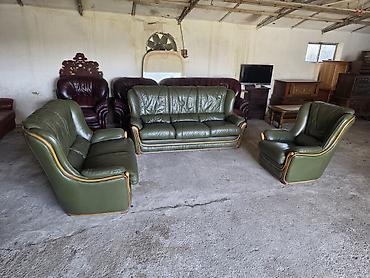 Stilske garniture: Komplet kožne garniture za dnevnu sobu – 1 - Sastav: trosed, dvosed i — 1