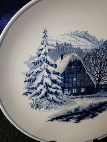 Ostali antikviteti: Tanjir za na zid Meissen 1934 do 1945g,zimski pejzaz. Porcelanski — 6