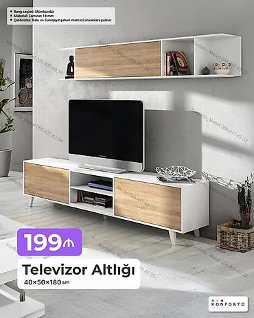 Ev və bağ: Televizor altlığı və asma rəf dəsti Ölçülər: - Televizor altlığı — 1