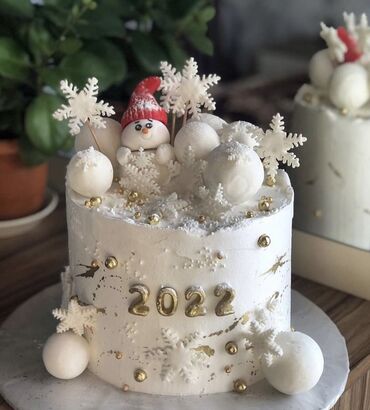 Tortlar: Yeni il mövzusunda bəzədilmiş tortlar - Şən Yeni il dizaynları: qar — 3