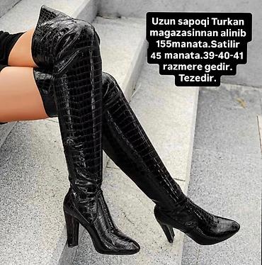 adidas forum: Uzun qara dizüstü çəkmə (over-the-knee), timsah naxışlı laklı (parlaq) — 1