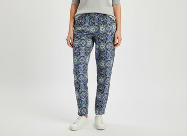 spódnice w azteckie wzory: Material trousers for women, size M