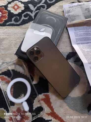 сотовые телефоны бишкек цены: IPhone 12 Pro, Б/у, 128 ГБ, Graphite, Коробка, 74 %