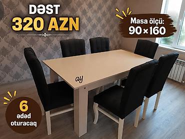 Yemək otağı üçün masa və stul dəsti - Dəst qiyməti: 320 AZN - Masa