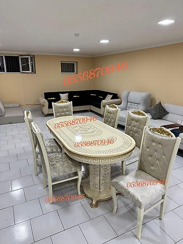 ders masa: Qonaq otağı üçün, Yeni, Açılmayan, Oval masa, 6 stul — 6
