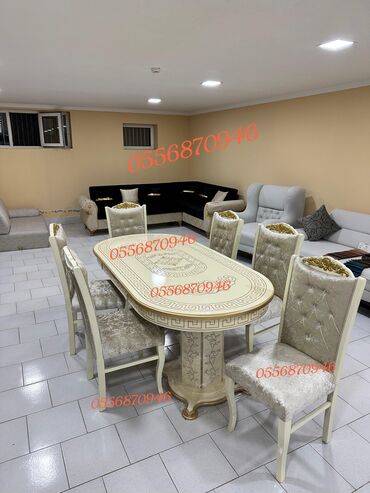 Sifarişlə masa və oturacaq dəstləri: Oval masa, Qonaq otağı üçün, 6 nəfər, Açılmayan, Azərbaycan, Zəmanətli — 1