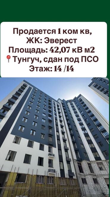 ипотека на 10 лет без первоначального взноса бишкек: 1 бөлмө, 42 кв. м, Элитка, 14 кабат