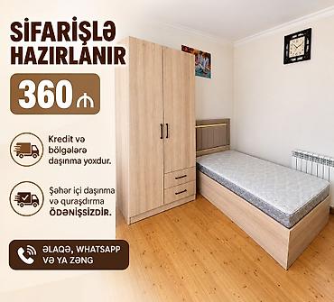 Sifarişlə hazırlanan yataq otağı dəsti - Komplekt: tək nəfərlik