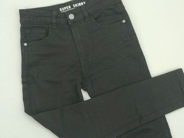 czarne jeansy wysoki stan: Material trousers, 11 years, 140/146, condition - Very good