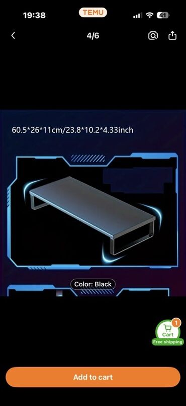 ipad mini 5 irsad: Məhsul: Qara monitor/qaldırıcı/stend Ölçülər: 60.5 × 26 × 11 sm (23.8