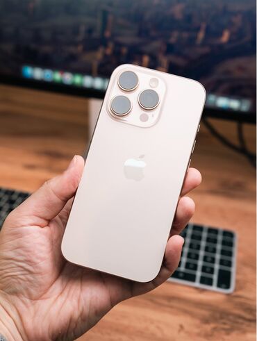 телефон поко ф5: IPhone 16 Pro, 128 ГБ, Desert Titanium, Наушники, Зарядное устройство, Защитное стекло, В рассрочку, 94 %