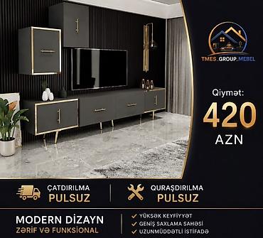 TV stendi və divar dolabı dəsti Qiymət: 420 AZN Çatdırılma: Pulsuz