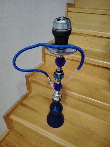 кыст аль хинди для набора веса: Nargilə dəsti – mavi şüşə kolba və metal gövdə - Şüşə kolba: tünd