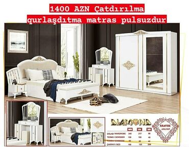 Yataq otağı dəstləri: İkinəfərlik çarpayı, Dolab, Termo, 2 tumba, Azərbaycan, Yeni — 23