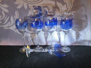 Čaše: Case nove za zestoko pice kristalno staklo,rucno oslikane iz 80ih god — 1