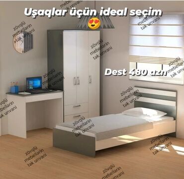 uşaq beşikleri: Oğlan və qız üçün, Yeni, Təknəfərlik çarpayı, Yazı masası, Dolab