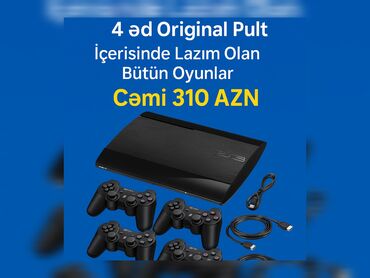 oyun klaviaturası: 🎮 PlayStation 3 Super Slim 🎮 🕹️ 4 ədəd Original Pult 🎮 İçərisində