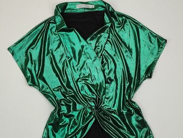 zielone bluzki z bufiastymi rękawami: Blouse, M (EU 38), condition - Perfect