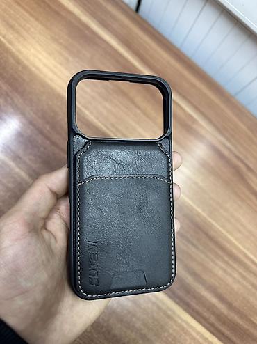 iphone 17 plus: Шикарный и очень удобный чехол+визитница в чёрном цвете на Айфон 17 — 1