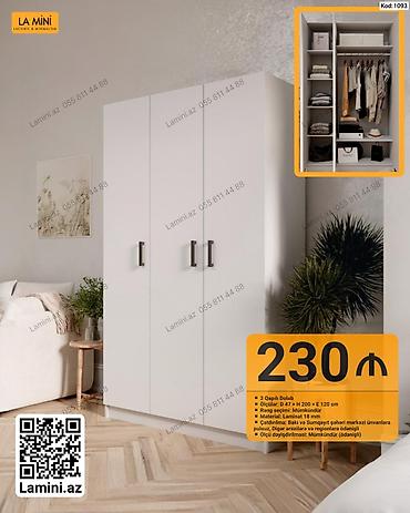 Mebel: 3 qapılı dolab - Ölçü: D 47 × H 200 × E 120 sm - Material: 18 mm — 1