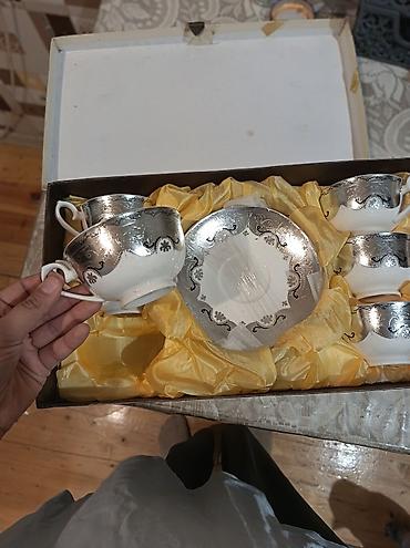 tom xrustal: Çay dəsti, rəng - Ağ, Xrustal, 6 nəfərlik, Türkiyə — 1