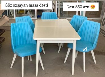 Masa və oturacaq dəstləri: Mətbəx üçün, Açılmayan, Dördbucaq masa, 6 stul