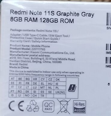 islenmis soyducu: Xiaomi Redmi Note 11S, 128 GB, rəng - Boz