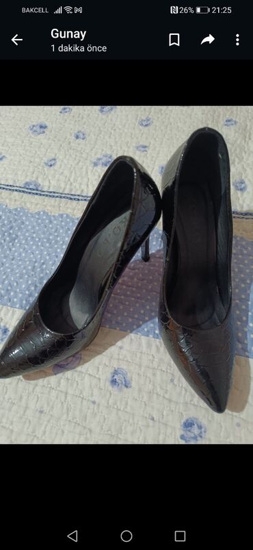 Женская обувь: Туфли, 38.5, цвет - Черный, Б/у