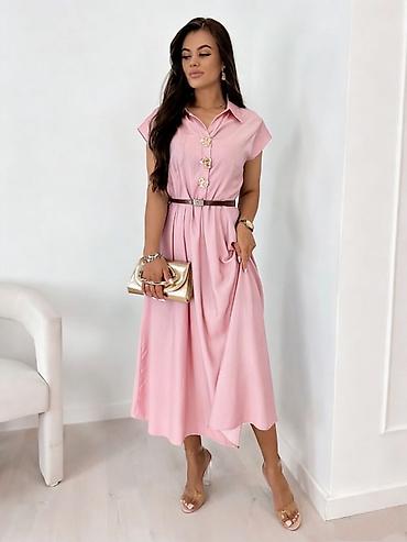 Haljine: 💫💫Ženska midi košulja-haljina sa pojasom - Elegantna A-kroj silueta — 3