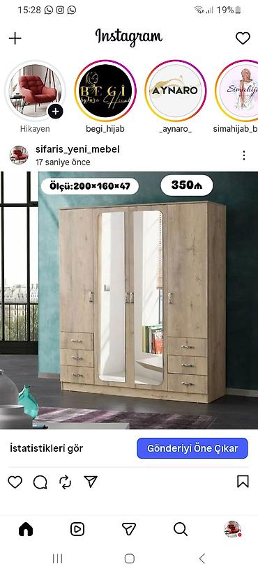 dekor ref: Güzgülü 4 qapılı paltar şkafı - Ölçü: 200 × 160 × 47 sm (şəkildə — 1