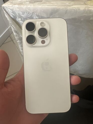 корпус белый: IPhone 15 Pro, Колдонулган, 256 ГБ, Ак, Коргоочу айнек, Кабель, Куту, 91 %