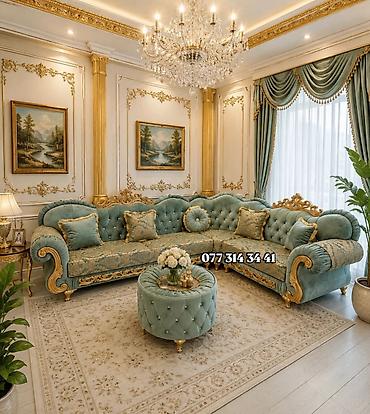 Klassik üslubda L formalı künc divan dəsti 3*2 ölçü 969₼ rəng seçimi