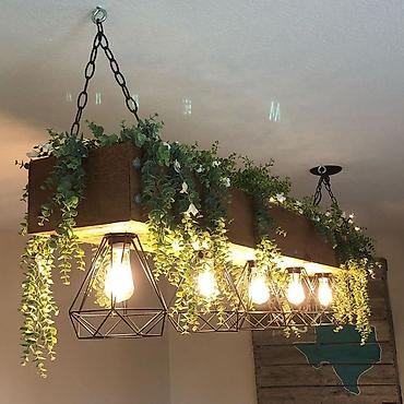 Люстры: Люстра из дерева Подвесной светильник в стиле лофт/рустик из массива — 19