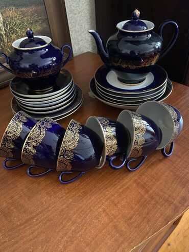 обеденный сервиз: Чайный набор, цвет - Синий, 6 персон, Россия