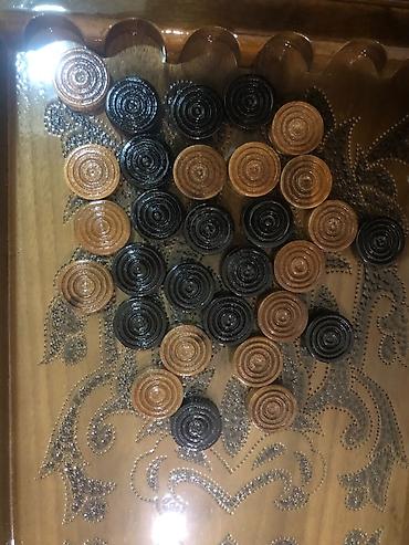 Nərdlər: Taxta Nərd-Dama dəsti - Material: tam ağacdan oyma, laklı cilalı səth — 3