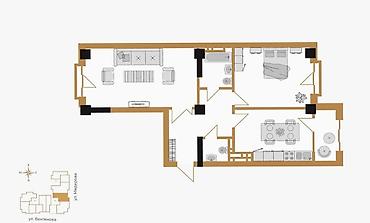 жк гармония: 2 комнаты, 82 м², Юнусалиева/Суванбердиева Элитка, 12 этаж, ПСО (под самоотделку) — 5