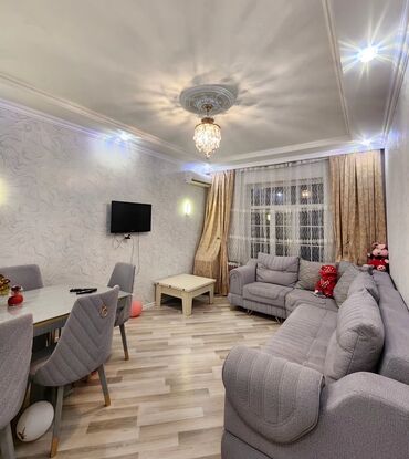 Uzunmüddətli kirayə mənzillər: Genclik metrosunun cixiwinda. Super remontlu ewyali evdi Istilik — 1