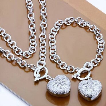 srebrne torbice svecane: Set: Bracelet, Necklace, Pendant, Material: Silver