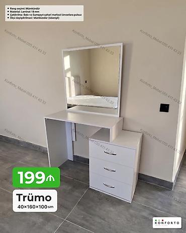 Komodlar: Trümo – 40×160×100 sm - Material: 18 mm laminat - Geniş kvadrat güzgü — 1